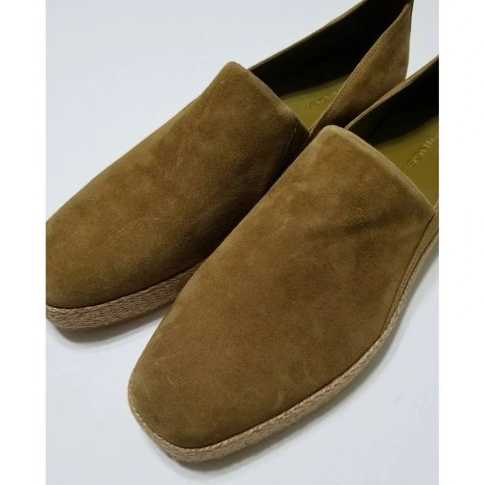 Vince Saxon Suede Platform Espadrille Slip On Sneakers Olivewood NWOB Size 8.5